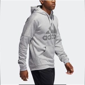Adidas Mens BOS Grid Logo Grey Hoodie Sweatshirt